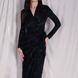 BURN-OUT VELVET WRAP DRESS