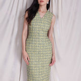 YELLOW TWEED DRESS