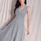 V-NECK TWILL DRESS