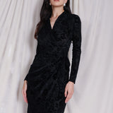 BURN-OUT VELVET WRAP DRESS