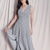 V-NECK TWILL DRESS