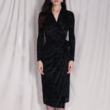 BURN-OUT VELVET WRAP DRESS