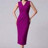 V NECK DRESS WITH SELF BAL