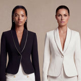 White/Black Single-Button Blazer