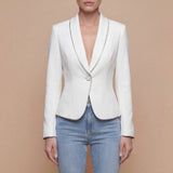 White/Black Single-Button Blazer
