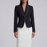 White/Black Single-Button Blazer