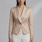 Signature Tri-Acetate Wool Tailored Blazer High-End Quiet Luxury