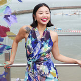 ART-PRINTED SILK DRESS‌