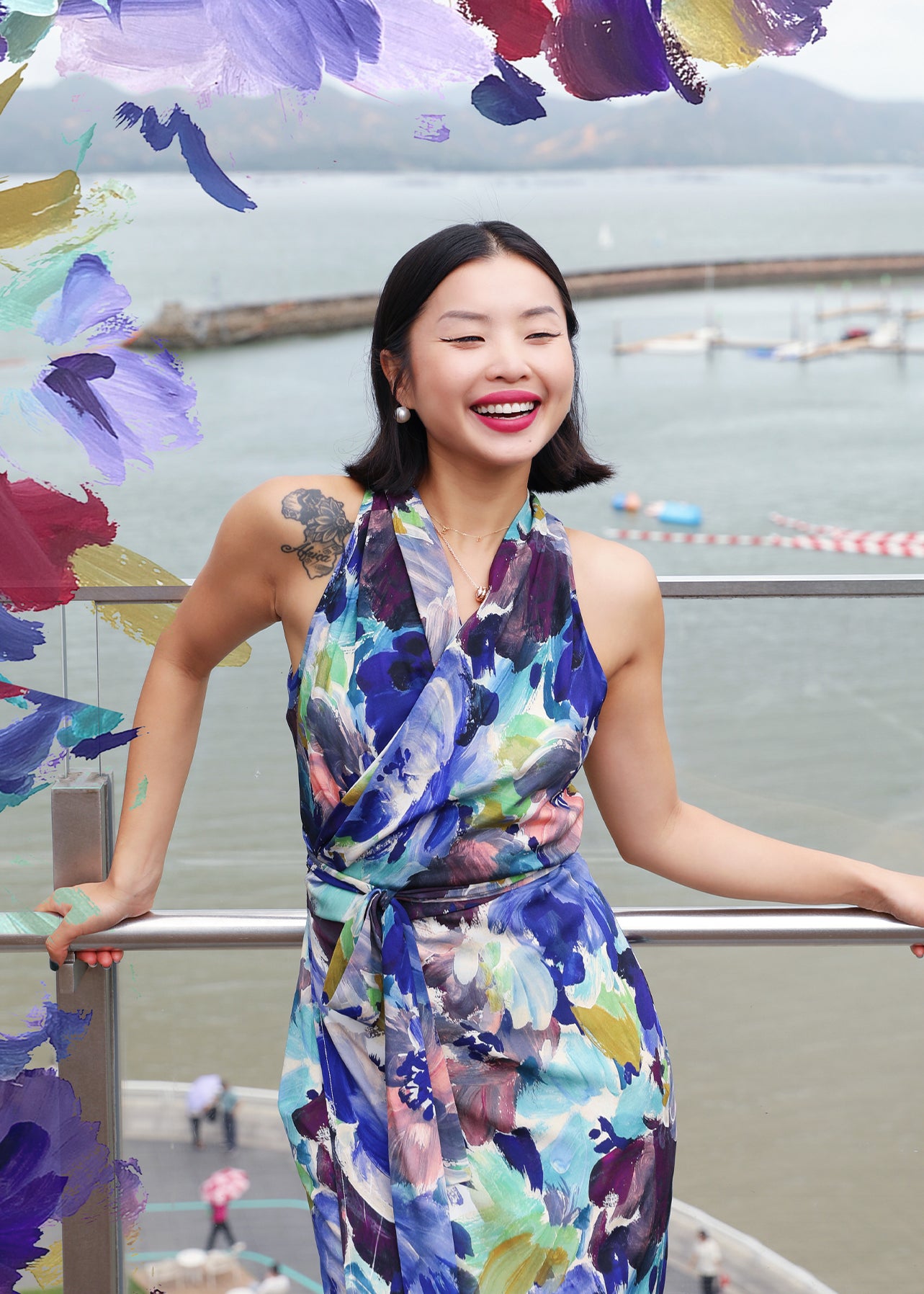 ART-PRINTED SILK DRESS‌