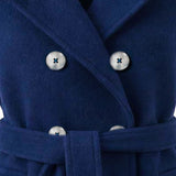 SENSEBYMEI Royal Blue Wool Double-Breasted Tailored Jacket with Detachable Cape