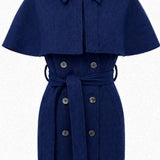 Longline Wool Vest with Detachable Cape