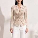 THE TWIST Twist-Front V-Neck Acetate-Blend Long-Sleeve Top