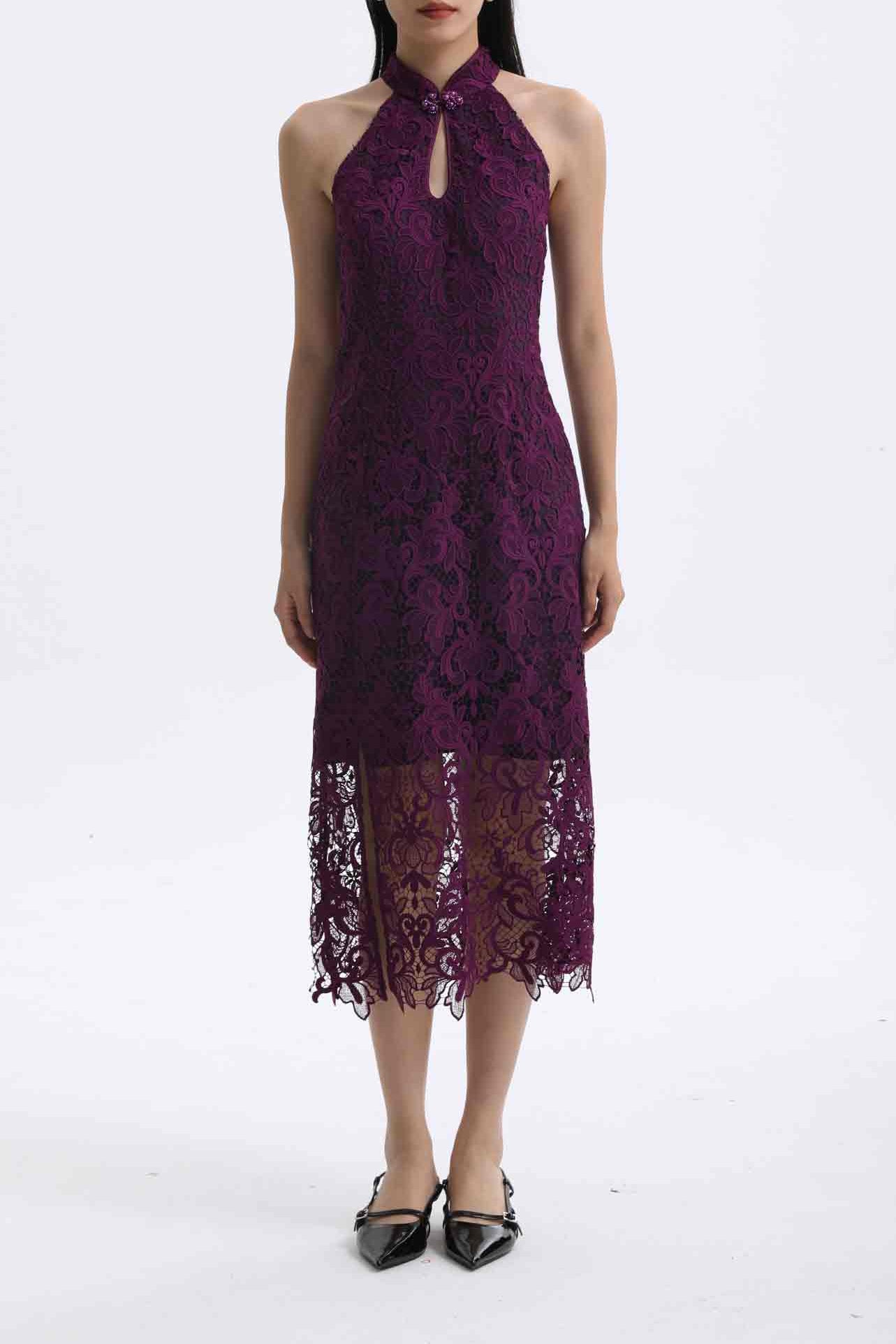 WATER SOLUBLE LACE CHEONGSAM DRESS