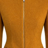 Stand-Collar Zip-Up Wool Blazer