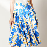 Sensebymei Curved Waist Floral Maxi Skirt