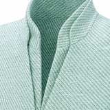 SENSEBYMEI Bamboo Green Tailored Stand-Collar Jacket with Pearl Buttons