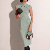 SENSEBYMEI Modern Chinese-Inspired Slit Evening Dress