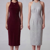 SILK & WOOL BLEND ROUND NECKLINE DRESS