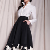 EMBROIDERED PANELED HALF-SKIRT