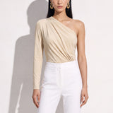 THE DRAPE Asymmetric One-Shoulder Acetate-Blend Bodysuit