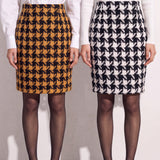 THE ARCHITECT High-Waist Straight Houndstooth Wool-Blend Mini Skirt