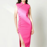 Sensebymei Barbie Pink Modern Cheongsam Dress