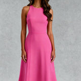 Luxury Silk–Wool Blend Halter Dress