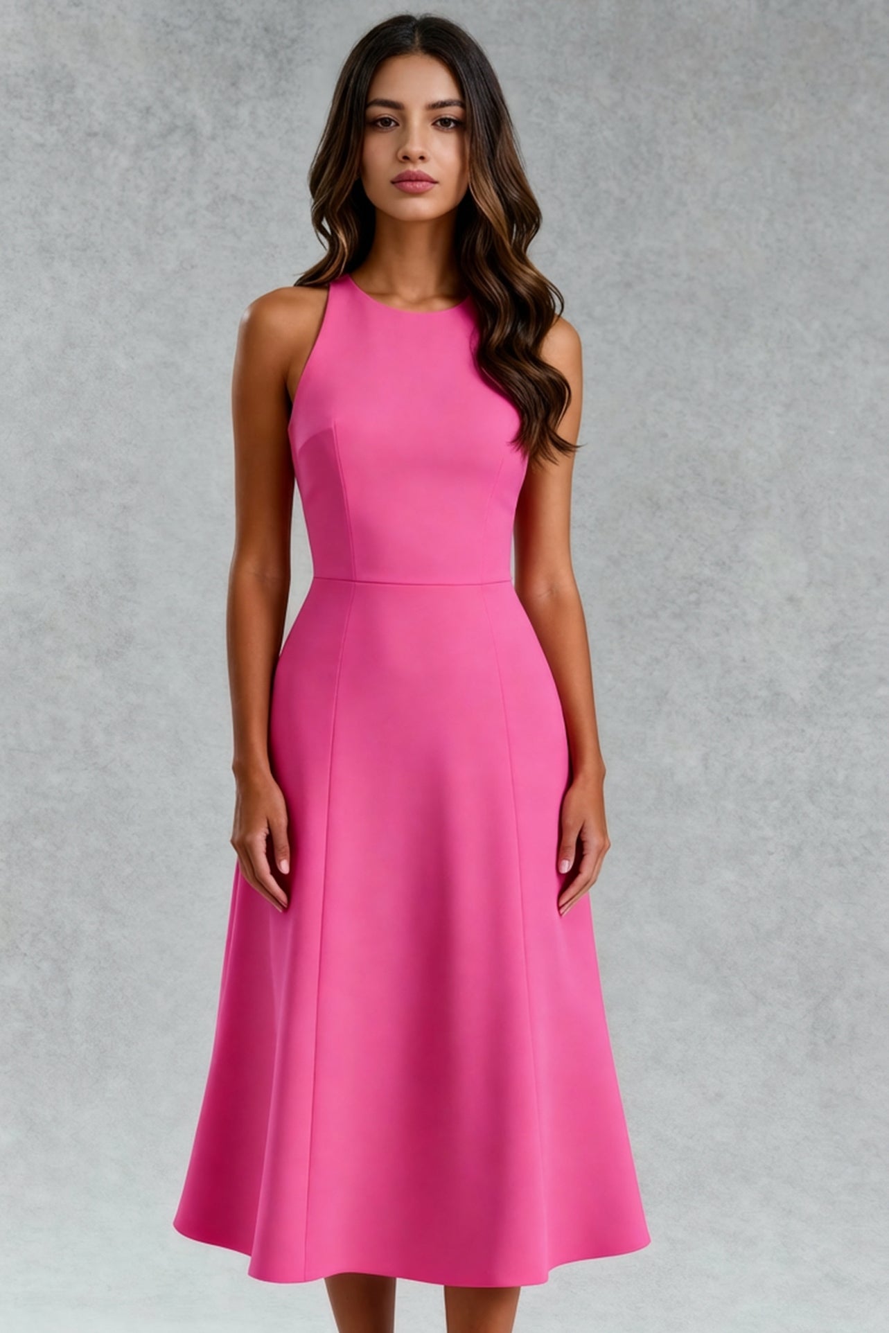 Luxury Silk–Wool Blend Halter Dress