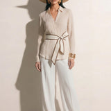 Pleated Linen Blend Shirt