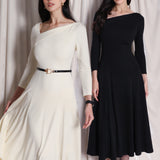 IRREGULAR COLLAR FULL-SKIRT