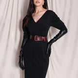 OVERSIZED V-NECK STRETCH DRESS