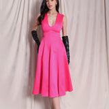 Rose Pink Deep U-Neck Dress