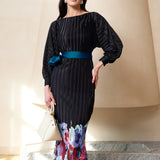 PLEATED SKIRT PRINT DRESS