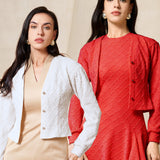 PETAL JACQUARD KNITTED CARDIGAN