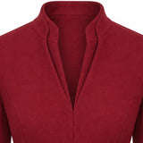 SENSE BY MEI Acetate Double-Layer V-Neck Waist-Defined Ruffle-Hem Top