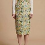 High-Waisted Jacquard Midi Skirt