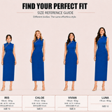 Sense by Mei | Two-Piece Set Royal Blue Modern Qipao | Halter Neck Acetate Dress & Skirt