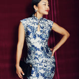 Founder collection-contemporary oriental blue dress
