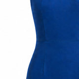 Sense by Mei | Two-Piece Set Royal Blue Modern Qipao | Halter Neck Acetate Dress & Skirt