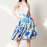 Sensebymei Curved Waist Floral Maxi Skirt