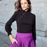Sensebymei Red Modern Chinese Knit Top