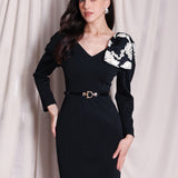 OVERSIZED V-NECK STRETCH DRESS