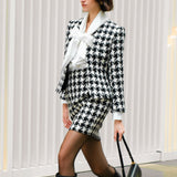 THE ARCHITECT High-Waist Straight Houndstooth Wool-Blend Mini Skirt