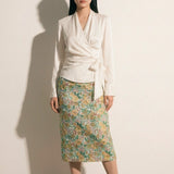 High-Waisted Jacquard Midi Skirt