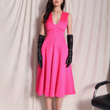 Rose Pink Deep U-Neck Dress