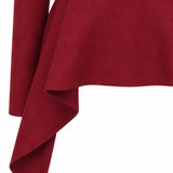 SENSE BY MEI Acetate Double-Layer V-Neck Waist-Defined Ruffle-Hem Top
