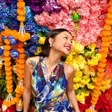 ART-PRINTED SILK DRESS‌