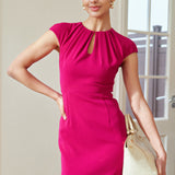 FUCHSIA CAP-SLEEVE TAILORED DRESS