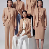 white suit/ khaki suit