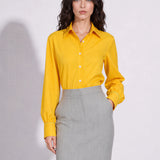 SENSEBYMEI Casual Collection Draped Long Sleeve Shirt with Gold Trim